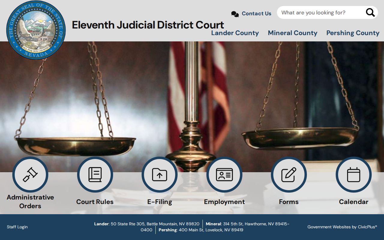 Eleventh Judicial District court site for Lander County release and disposition records