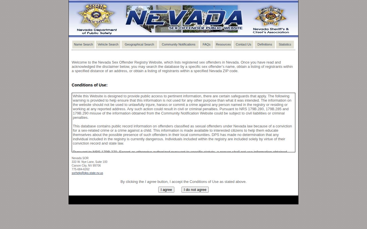 Nevada limited-purpose registry photo source for a Lander County released record